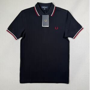Fred Perry Short Sleeve Slim Fit Twin Tipped Polo Shirt, Navy Small $110
